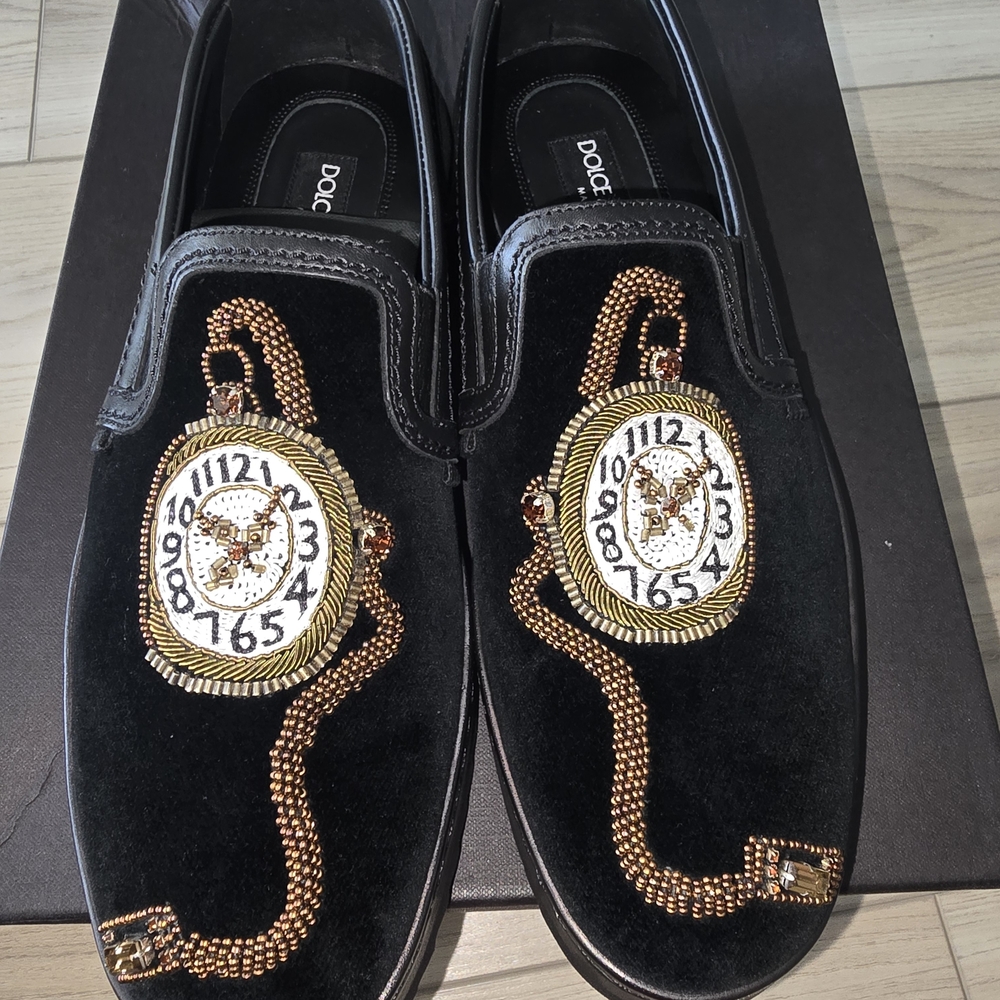 Dolce & Gabbana Black Embellished Men's Loafers